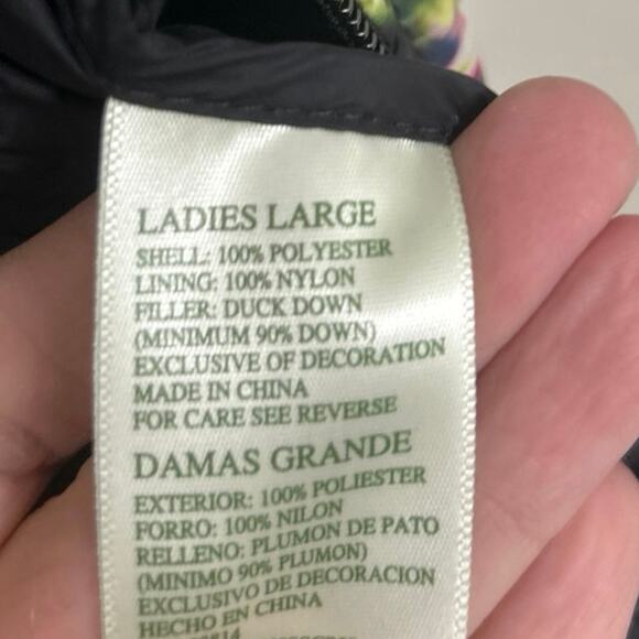 Tangerine Black Multi Color Duck Down Puffer Vest Large Outdoor Active - Picture 10 of 11